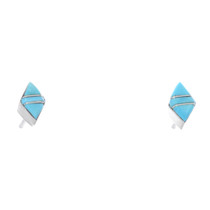 Diamond Shaped Zuni Turquoise Post Earrings 48318