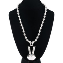 Sterling Silver Pottery Navajo Wedding Vase Pendant Turquoise Accents 48333