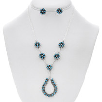 Sleeping Beauty Turquoise Native American Link Necklace Earrings Set 48379