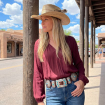 Kingman Turquoise Nugget Sterling Concho Belt 48439