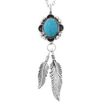 Kingman Turquoise Sterling Silver Feather Pendant 48490
