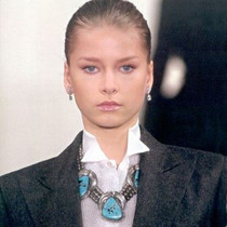Ralph Lauren Model Wearing Navajo Turquoise Necklace by Tom Ahasteen 48494