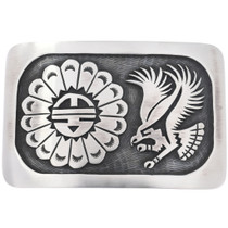 Vintage Sterling Silver Sunface Eagle Belt Buckle 48498