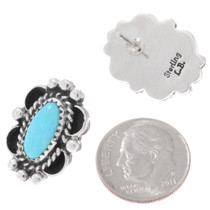 Sterling Silver Turquoise Earrings Navajo Artist Lenora Begay Signed 48513