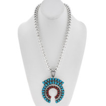 Navajo Coral Turquoise Naja Pendant Bead Chain Included 48518