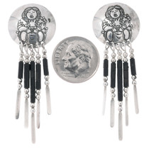 Sterling Silver Southwest Concho Fringe Earrings Storyteller Mother 45466