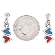 Silver Turquoise Coral Heart Earrings 45481