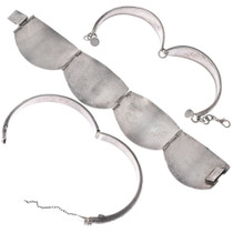 Sterling Silver Hinge Bangles Silver Link Bracelets Southwest Vintage Boho Boutique Style 45496