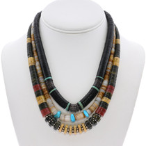 Vintage Turquoise Shell Heishi Choker Necklace Trio 45513