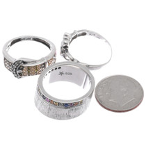 Vintage Silver Faceted Gemstone Estate Rings 45534