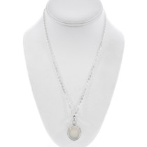 Moonstone Sterling Pendant Freeform Shaped Silver with Chain 1898