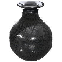 Mata Ortiz Black On Black Textured Pottery Vase 48536