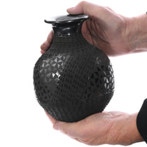 Corrugated Mata Ortiz Pottery Black Checkered Pattern 48538