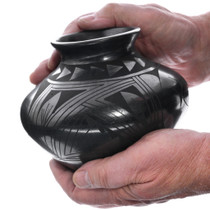 Hand Painted Black on Black Mimbres Pueblo Geometrics Mata Ortiz Olla 48539