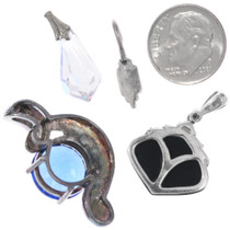 Four Sparkling Stone Pendant Set Silver and Crystal Mix  7178