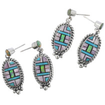 Opal Shell Turquoise Earrings Sterling Silver Southwest Inlay Post 45637