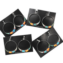 Zuni Style Gemstone Inlay Southwest Hoop Earrings 48589