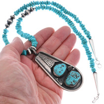 Sterling Silver Turquoise Pendant Necklace 48594