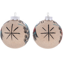 Apache Sand Painting Christmas Ornament Holiday Set of Two Artist Betty Galson 48580