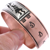 Copper Silver Kokopelli Bracelet Overlaid Kachina Navajo Cuff by Thomas Begay 81107