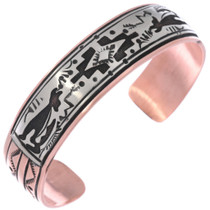 Navajo Silver Overlay Coyote Copper Bracelet 48614