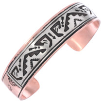 Navajo Mountain Pattern Silver Overlay Copper Cuff Bracelet 48616