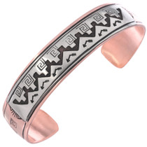 Copper Silver Overlay Bracelet Southwest Navajo Hammered Cuff by Thomas Begay 80363