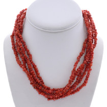 Beaded 5 Strand Genuine Coral Necklace 45684