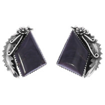 Vintage Sterling Silver Sugilite Earrings 48640