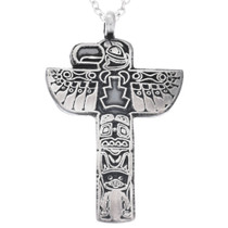 Sterling Silver Eagle Totem Pole Pendant 48635