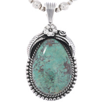 Navajo Sterling Silver Patagonia Turquoise Pendant 48645