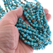 Beaded Natural Turquoise Nugget 10 Strand Necklace 48661