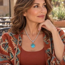 Southwest Turquoise Sterling Silver Pendant 48666