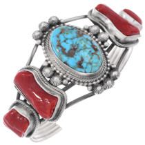 Vintage Mediterranean Coral Turquoise Bracelet 48667