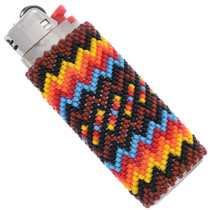 Peyote Stitch Lighter Case Cover Navajo Beaded Dark Brown by Aurelia Joe 0024