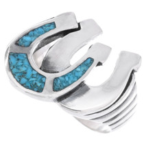 Sterling Silver Turquoise Double Horseshoe Ring 48685