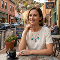 Sterling Turquoise Pendant Beaded Necklace Set Silver Earrings and Ring 48701