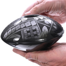 Mata Ortiz Pottery Hand Painted Black on Black Saucer Seed Pot 48720