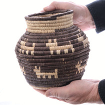 Southwest Native American Style Basket Light on Dark Coyote Figures 45785