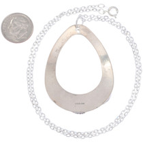 Native American Sterling Silver Turquoise Teardrop Pendant Chain Included 45787