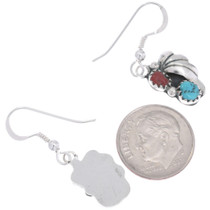 Coral Turquoise French Hook Sterling Silver Earrings 45789