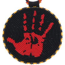 Hand Beaded Native Medallion with Leather Chain 45861