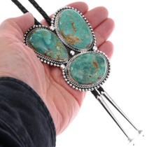 Large Three Stone Turquoise Navajo Bolo Tie 48737