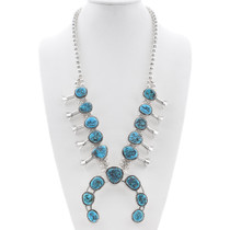 Kingman Turquoise Nugget Squash Blossom Necklace 48754