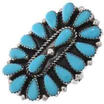Old Pawn Turquoise Cluster Silver Ring 45869