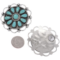 Navajo Style Turquoise Cluster Post Earrings Hand Crafted Sterling Silver Design 45877