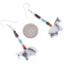 Carved Spiderweb White Buffalo Horse Earrings 48782