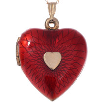 Vintage 14KGF Red Heart Locket Pendant 48788