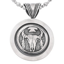 Sterling Silver Buffalo Skull Pendant 48799