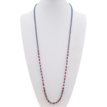 Navajo Beaded Necklace Alternating Turquoise Coral Blue Pearls 45894